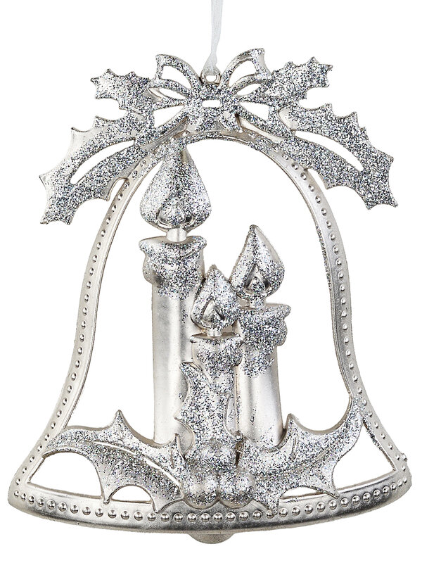 Dynamic Champagne Rose & Silver Statement Candle Plaque Bell | 17cm