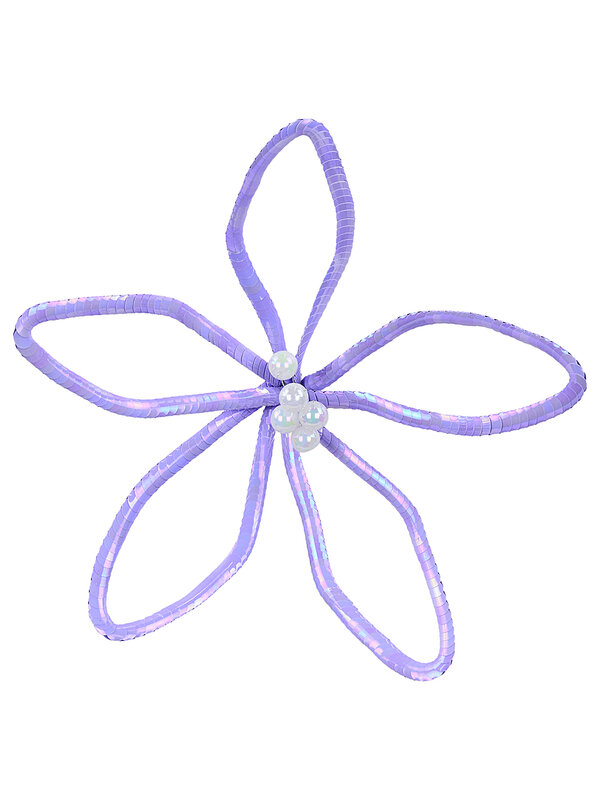 Pastel Purple Sequin Silhouette Poinsettia Pick With Pearl Cyathia | 30cm