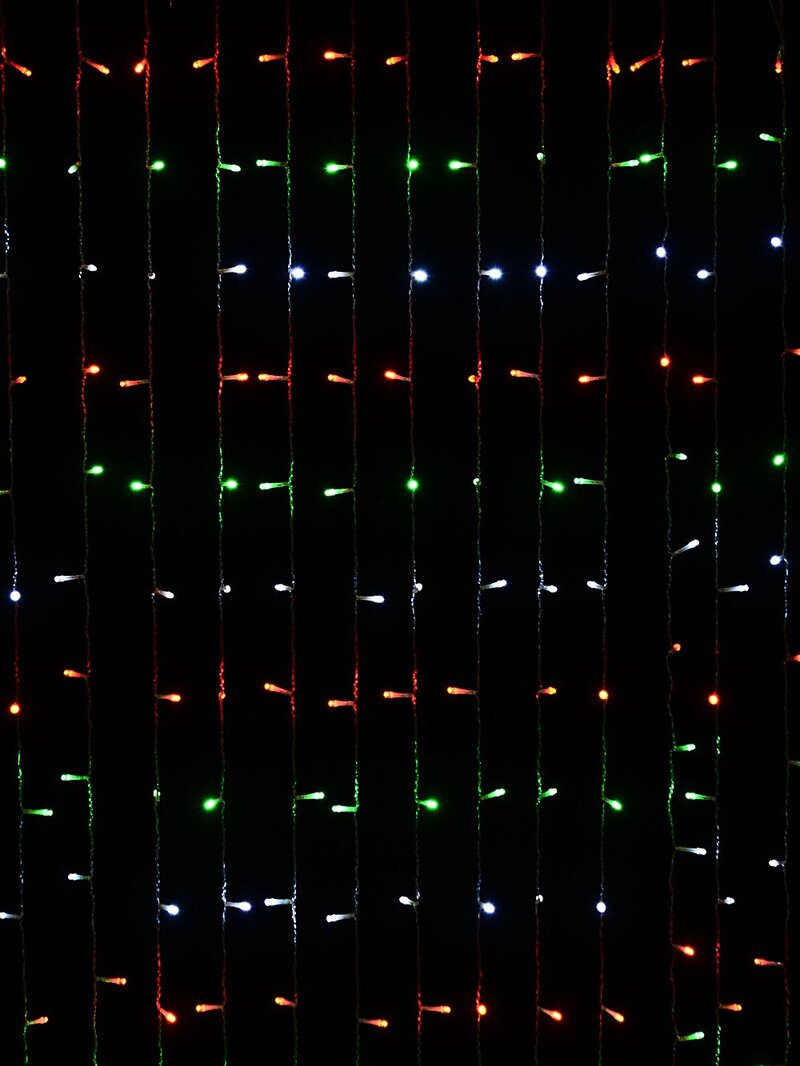 280 Multi Christmas Colour LED Curtain Light 8 Function With Timer | 2m x 2m