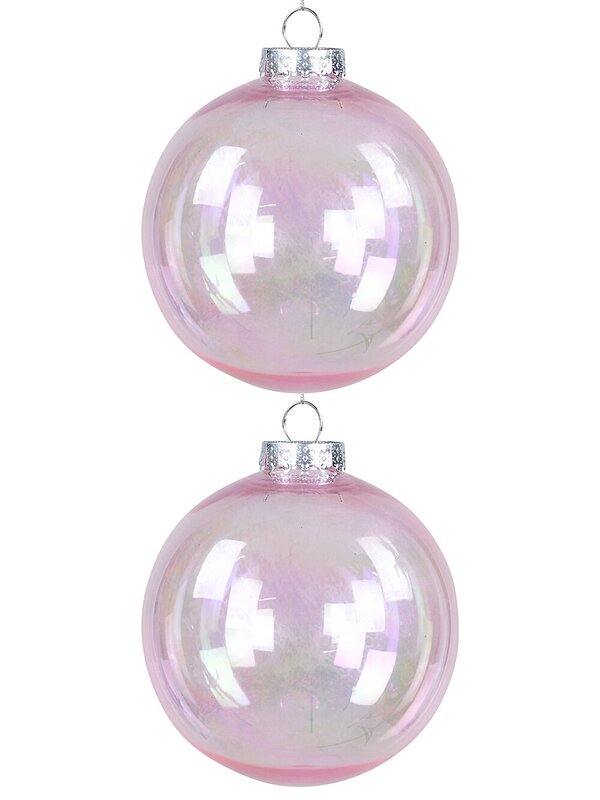 2x Lustrous Pink Tinted Grand Iridescent Soap Bubble Baubles | 15cm
