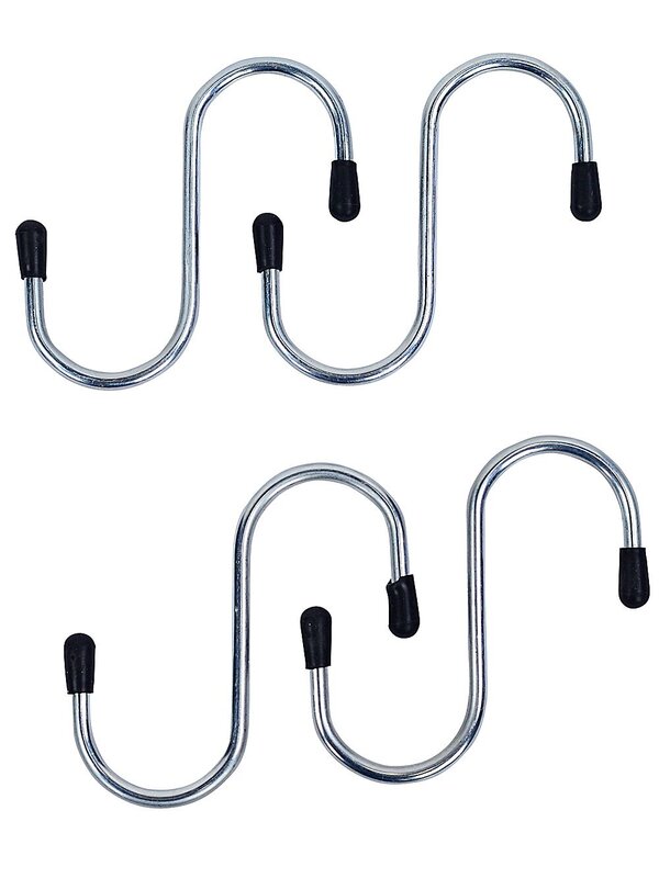 4x Chrome S-Hooks With Non-Slip Grip | 75mm