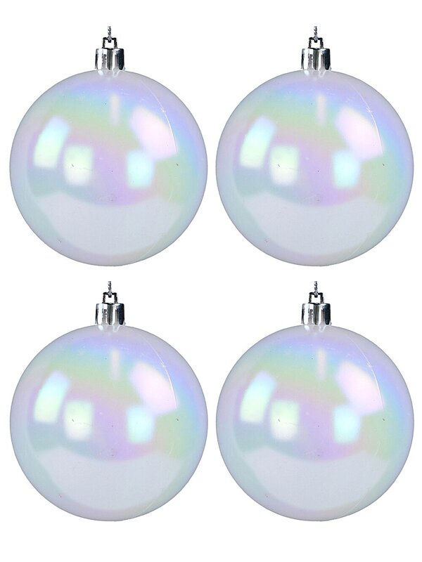 4x Lustrous Matte White Statement Iridescent Tint Baubles | 80mm