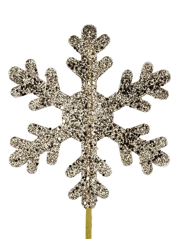 Shiny Champagne Snowflake With Diamante Long Christmas Stem | 52cm