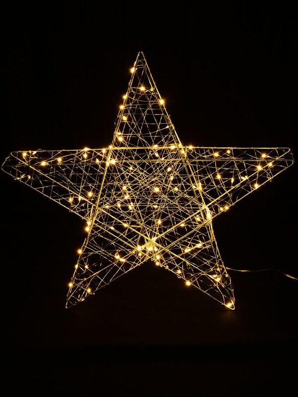 55cm Wire Mesh Star Light Display With Neutral White Seed LED