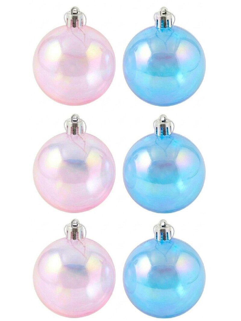 6x Radiant Iridescent Blue & Pink Essential Soap Bubble Baubles | 60mm — image 6