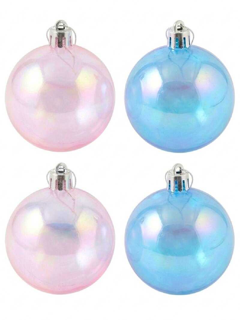 6x Radiant Iridescent Blue & Pink Essential Soap Bubble Baubles | 60mm