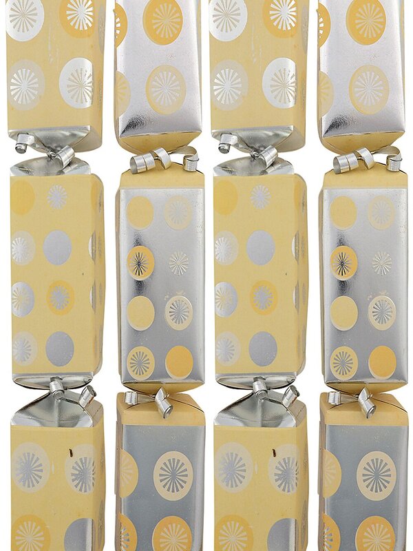 6x Retro Light Yellow & Silver Square Christmas Bon Bons (Crackers) | 29cm