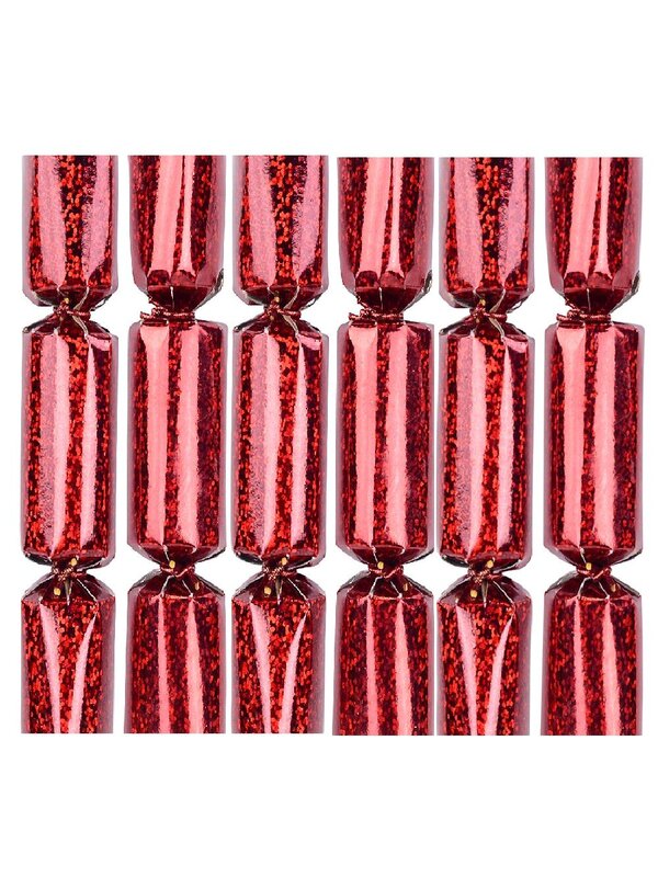 8x 13cm Mini Red Holographic Effect Christmas Cracker Bon Bons