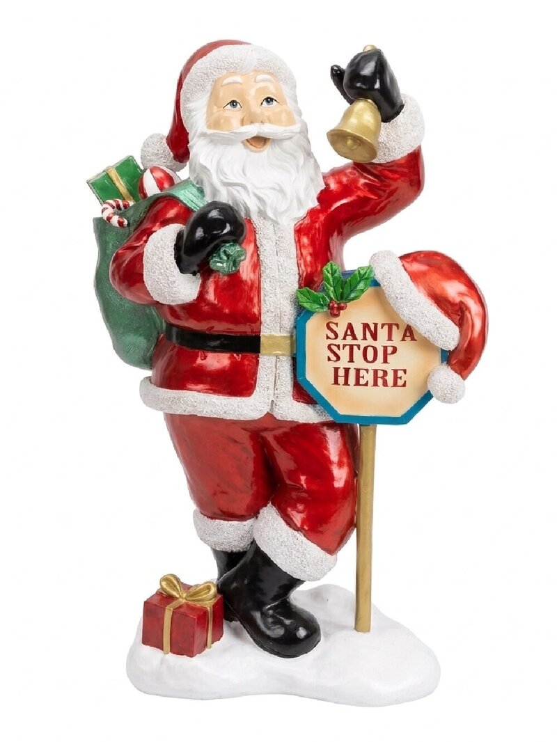 96cm Santa Stop Here Ringing Bell Large Resin Christmas Ornament