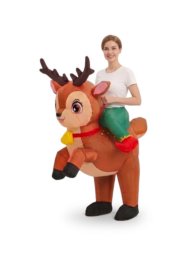 Adult Ride-On Reindeer Inflatable Costume | Blow-Up Elf Legs (Fits 150-190cm)