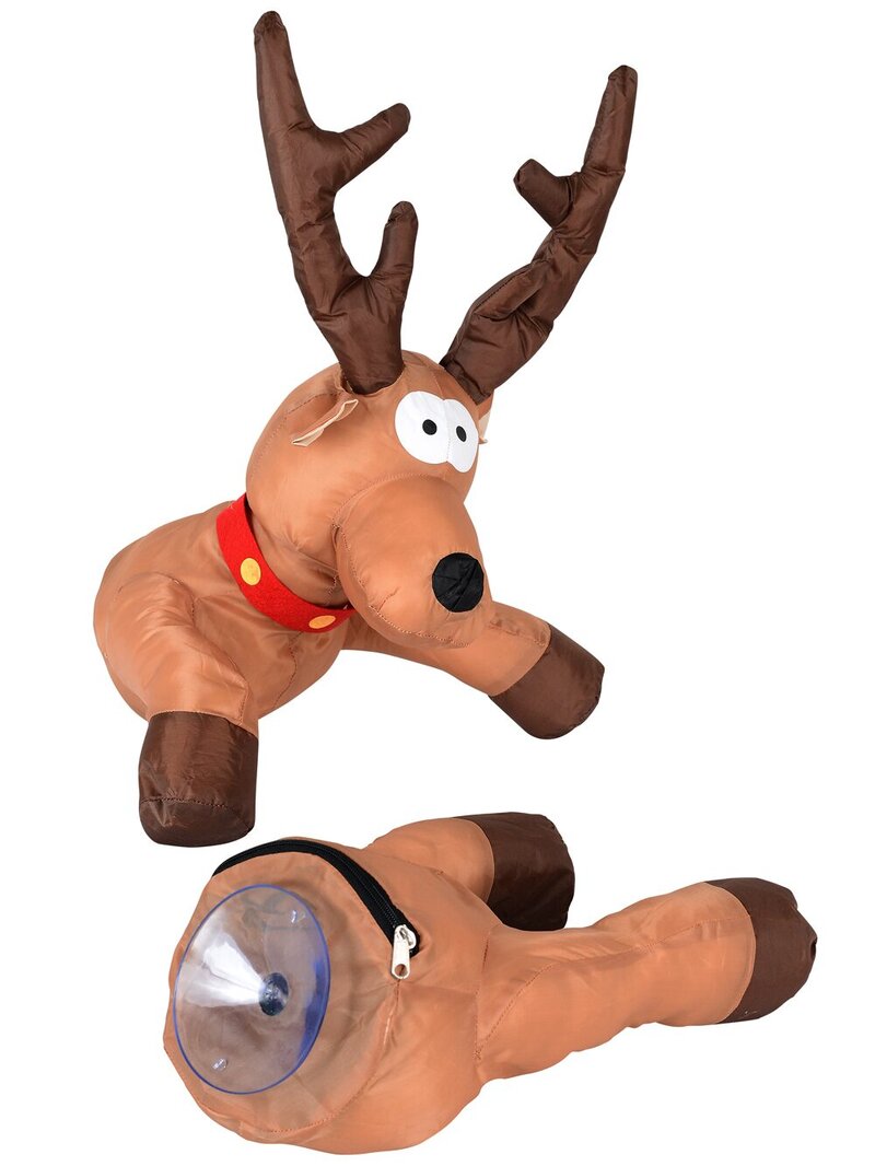 Animated Crashing Reindeer 3D Window Decoration | Sound Activated Kicking Plush