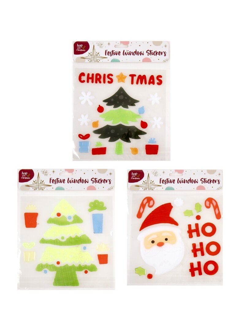Assorted Festive Window Gel Cling Set | 19cm Removable Gel Window Stickers