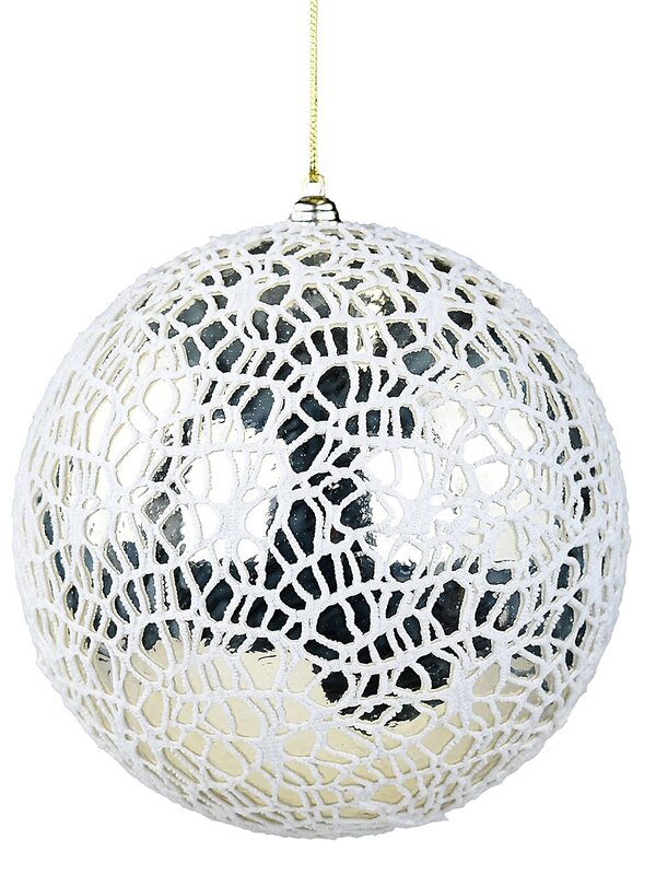 Champagne Dynamic Grand Textured Mesh Overlay Bauble | 15cm