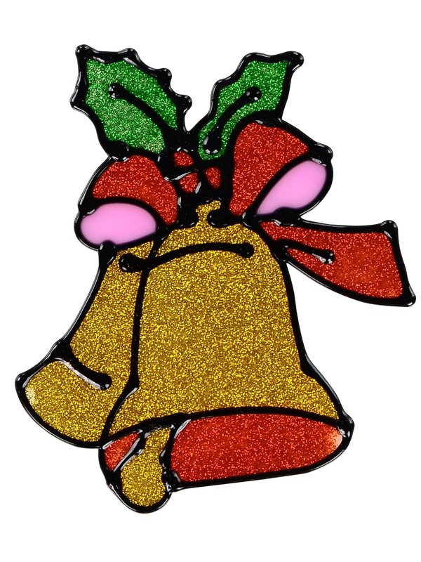 Christmas Bells & Mistletoe Window Cling Decoration - 15cm