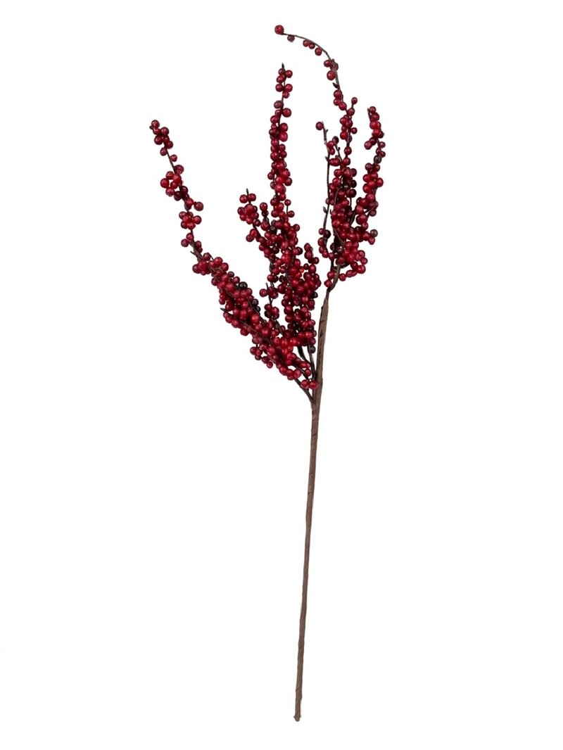 Deep Red Berry Spray Long Christmas Stem | 70cm
