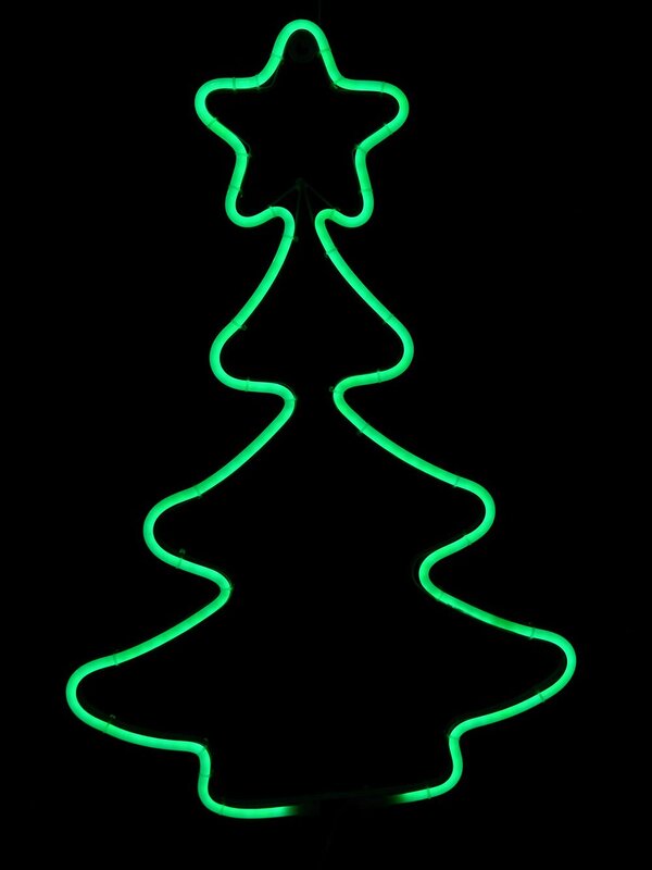Green Christmas Tree & Star Neon Flex Rope Light Silhouette - 60cm