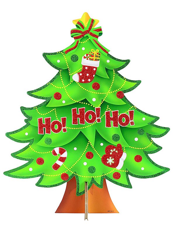 Ho Ho Ho Christmas Tree Glittered Freestanding Sign | 46cm
