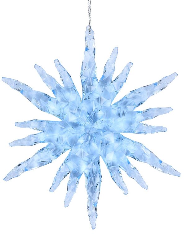 Ice Blue Textured Crystal Snowflake Whimsical Essential Ornament | 14cm
