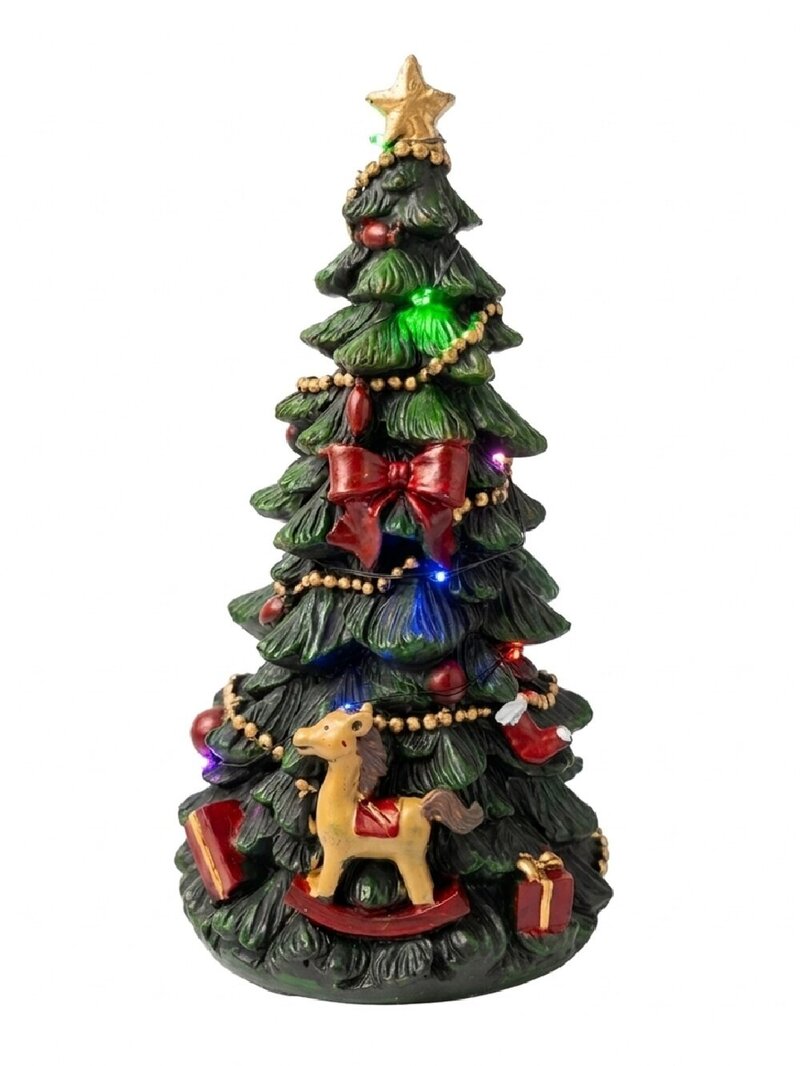 Musical Wind Up Christmas Tree Ornament With Multi Colour LED | 26cm