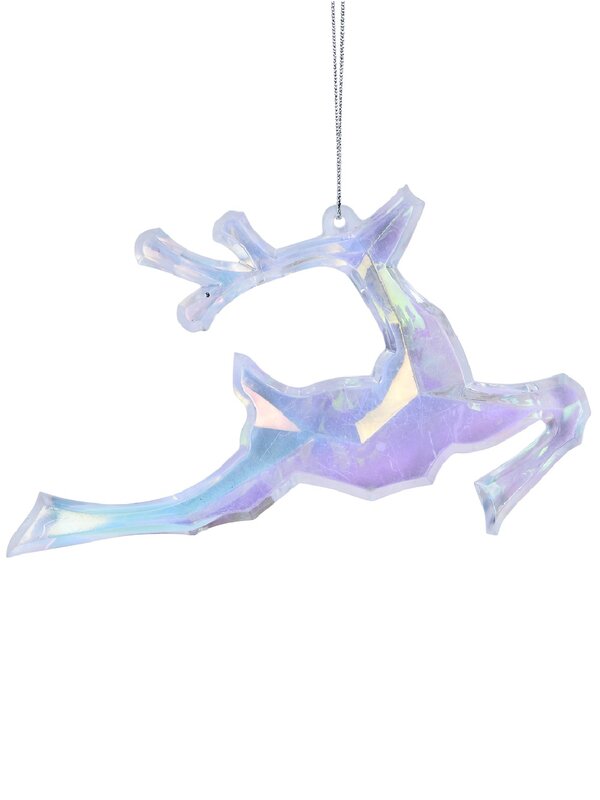 Radiant Iridescent Leaping Reindeer Whimsical Essential Ornament | 14cm