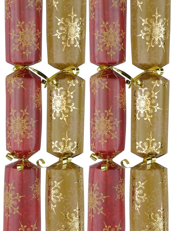 Red & Gold With Snowflakes Pattern Christmas Cracker Bon Bons - 12 x 30cm