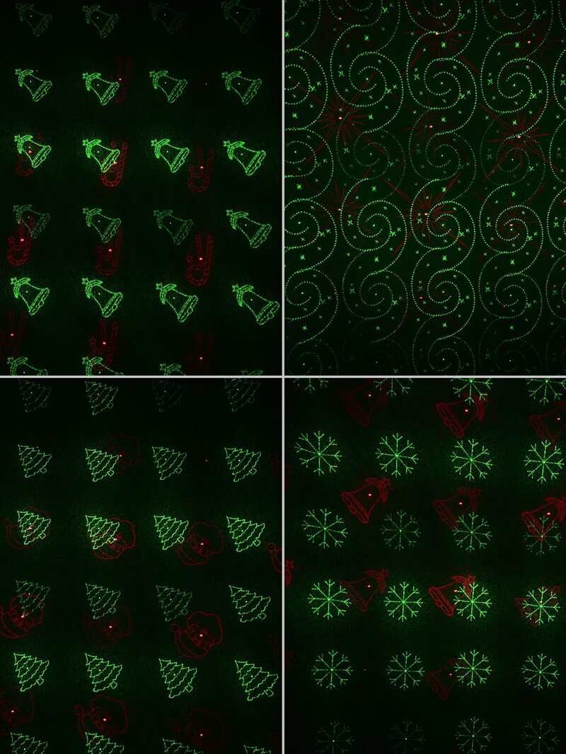 Red & Green 12 Patterned LED Christmas Garden Laser Light | 12m x 12m