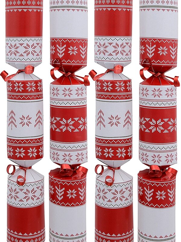 Red & White Winter Jumper Pattern Christmas Cracker Bon Bons - 50 x 26cm