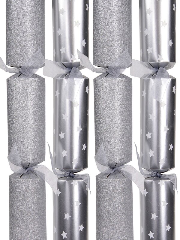 Silver Glitter & Stars Bon Bons - 37cm x 10 Pack
