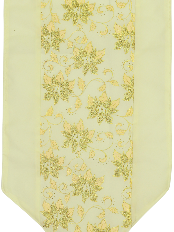 Soft Gold Table Runner With Gold Glitter Flower Design - 1.8m