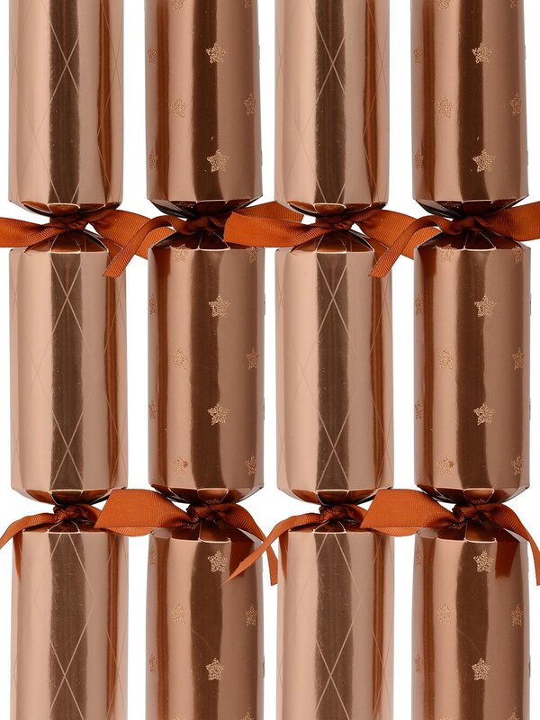 Star & Diamond Pattern Shiny Copper Christmas Cracker Bon Bons - 8 x 36cm