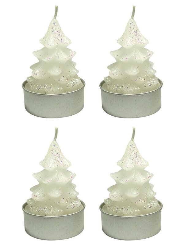White Christmas Tree Tea Light Candles Pack - 6 x 55mm