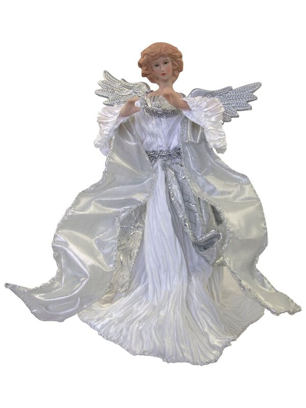 White & Silver Decorative Angel With Wings - 20cm