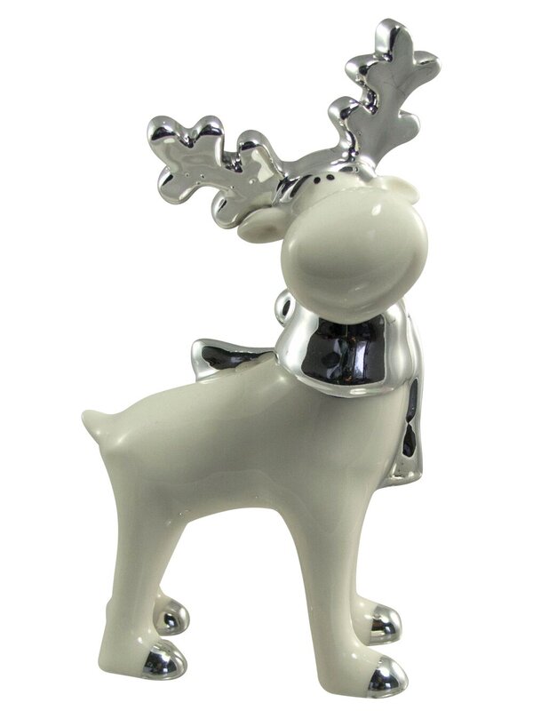 White Winter Ceramic Reindeer - 16cm