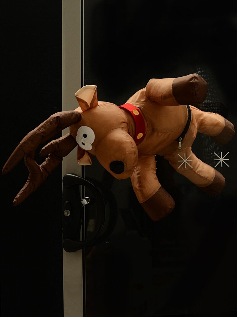 Animated Crashing Reindeer 3D Window Decoration | Sound Activated Kicking Plush