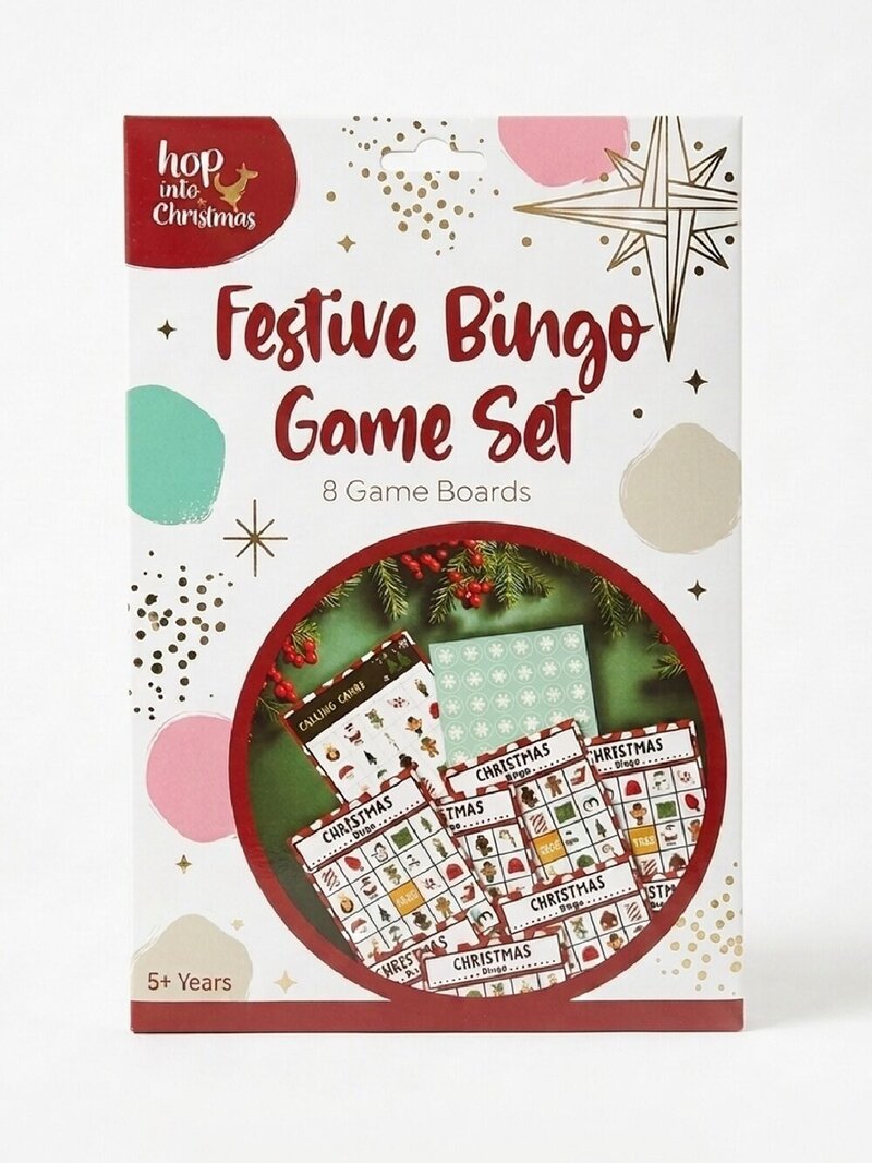 Festive Christmas Bingo Game Set With 8 Player Boards