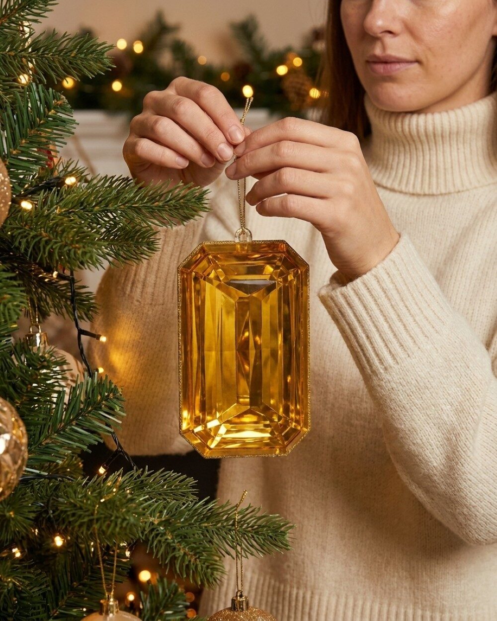 Radiant Citrine Gold Faceted Jewel Large Display Ornament | 20cm — image 3