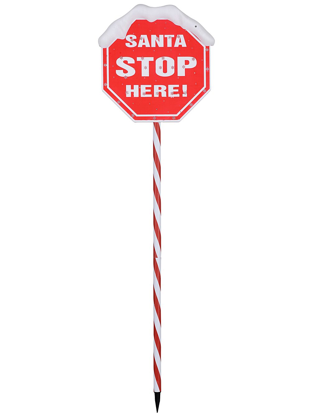 Solar LED Santa Stop Here Garden Stake | 1.1m Multi Colour Candy Cane Pole