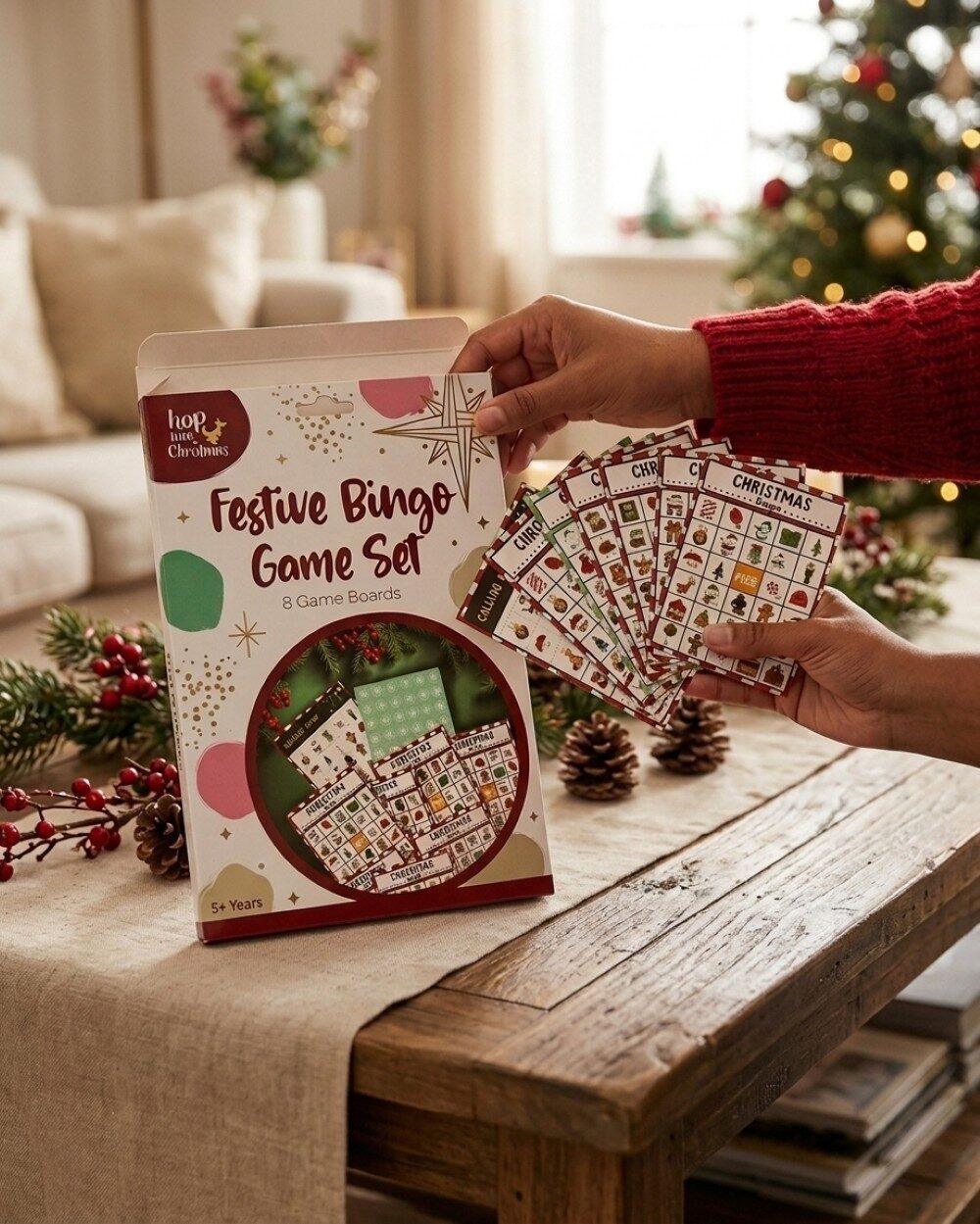 Festive Christmas Bingo Game Set With 8 Player Boards — image 4